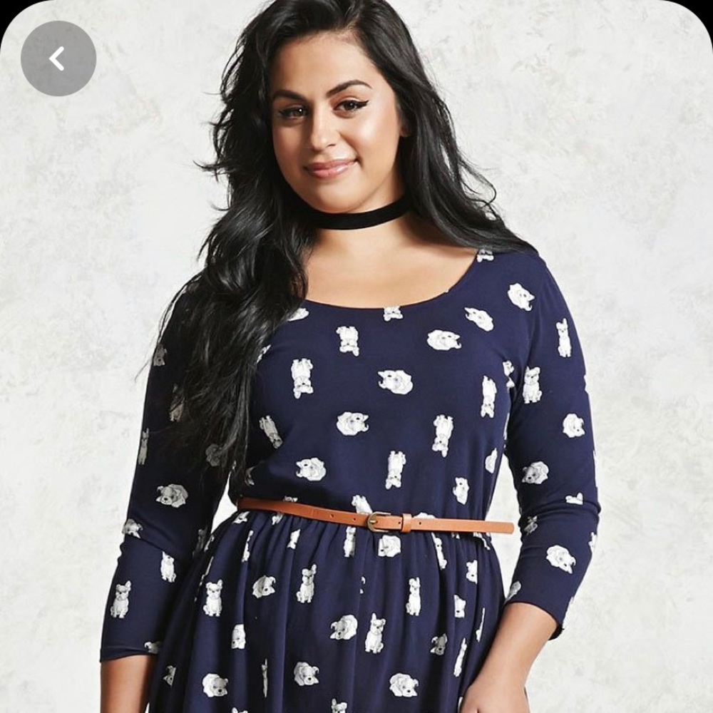 Cute fit and flare bulldog print dress